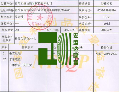 吸音棉防火报告